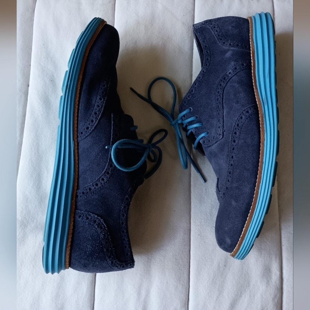 Cole Haan Men's Navy Suede Oxford Shoes_11.5